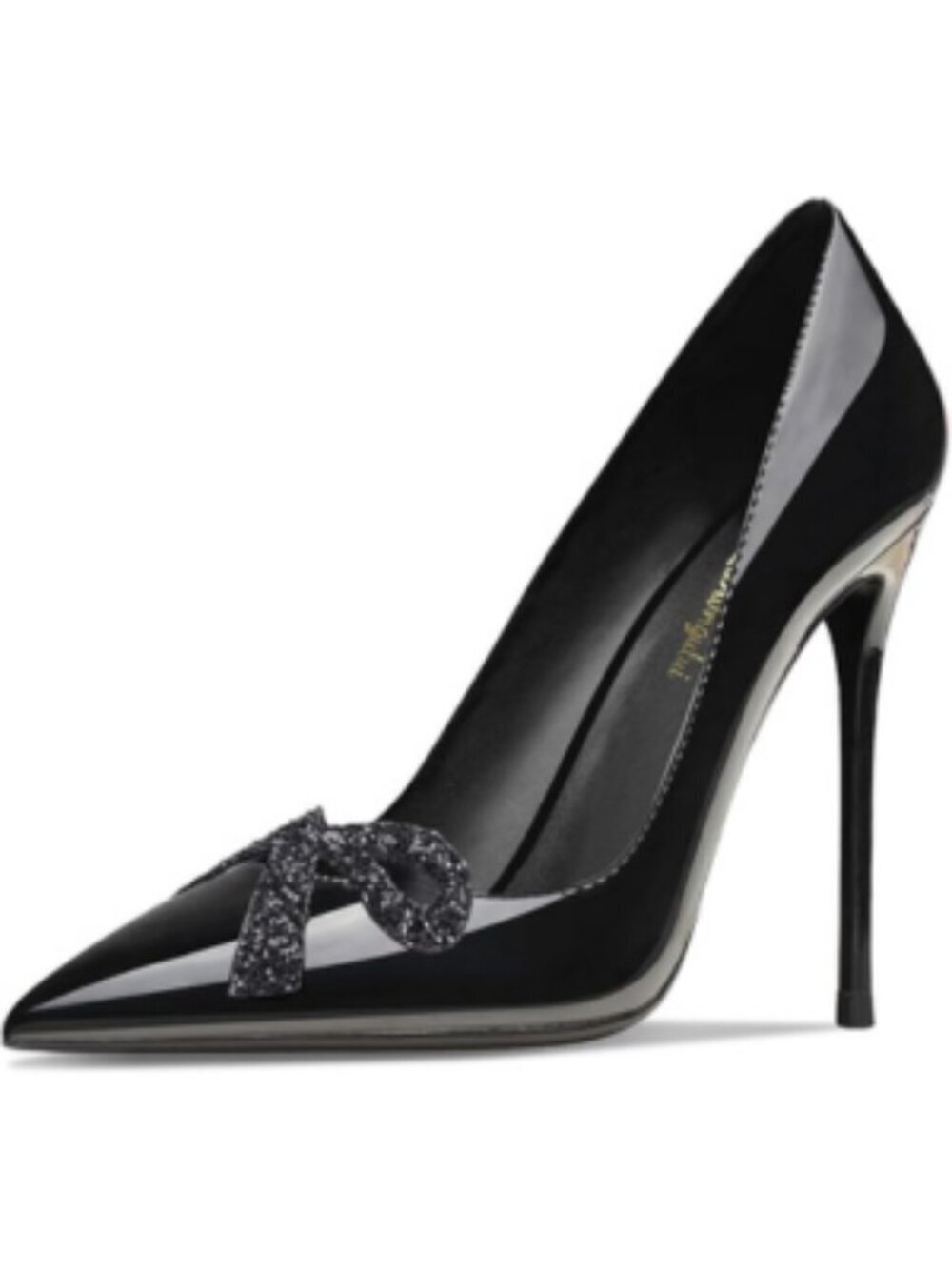 Women's Black Pointed Butterfly Decoration Shallow 3.9in Stiletto Pumps Heels - Picture 4 of 7